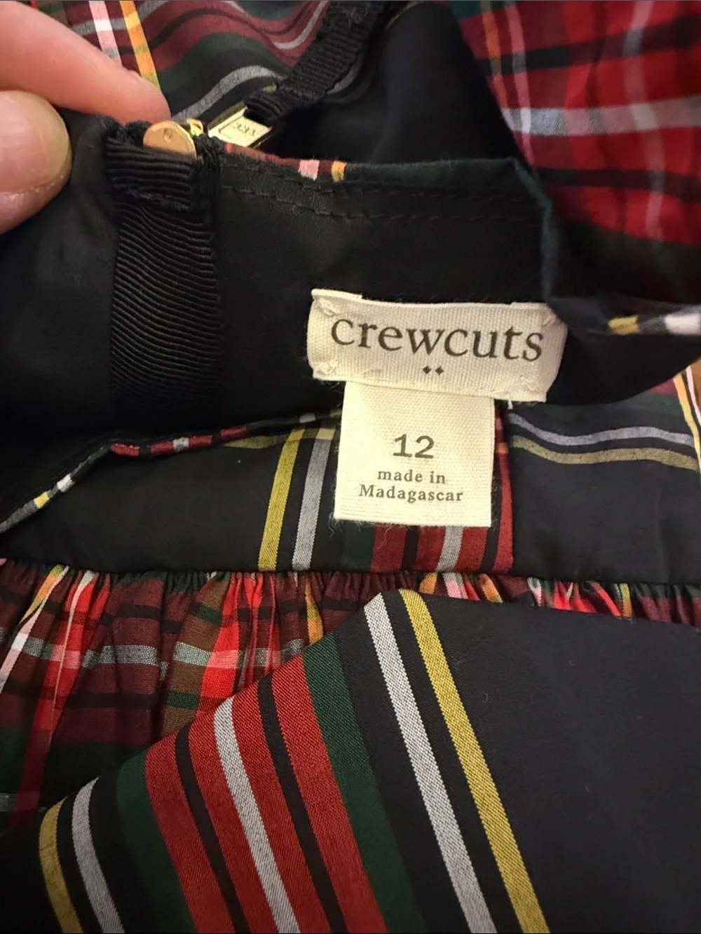 J. Crew Crewcuts Tartan black plaid Dress with red Sash size 12 NWOT